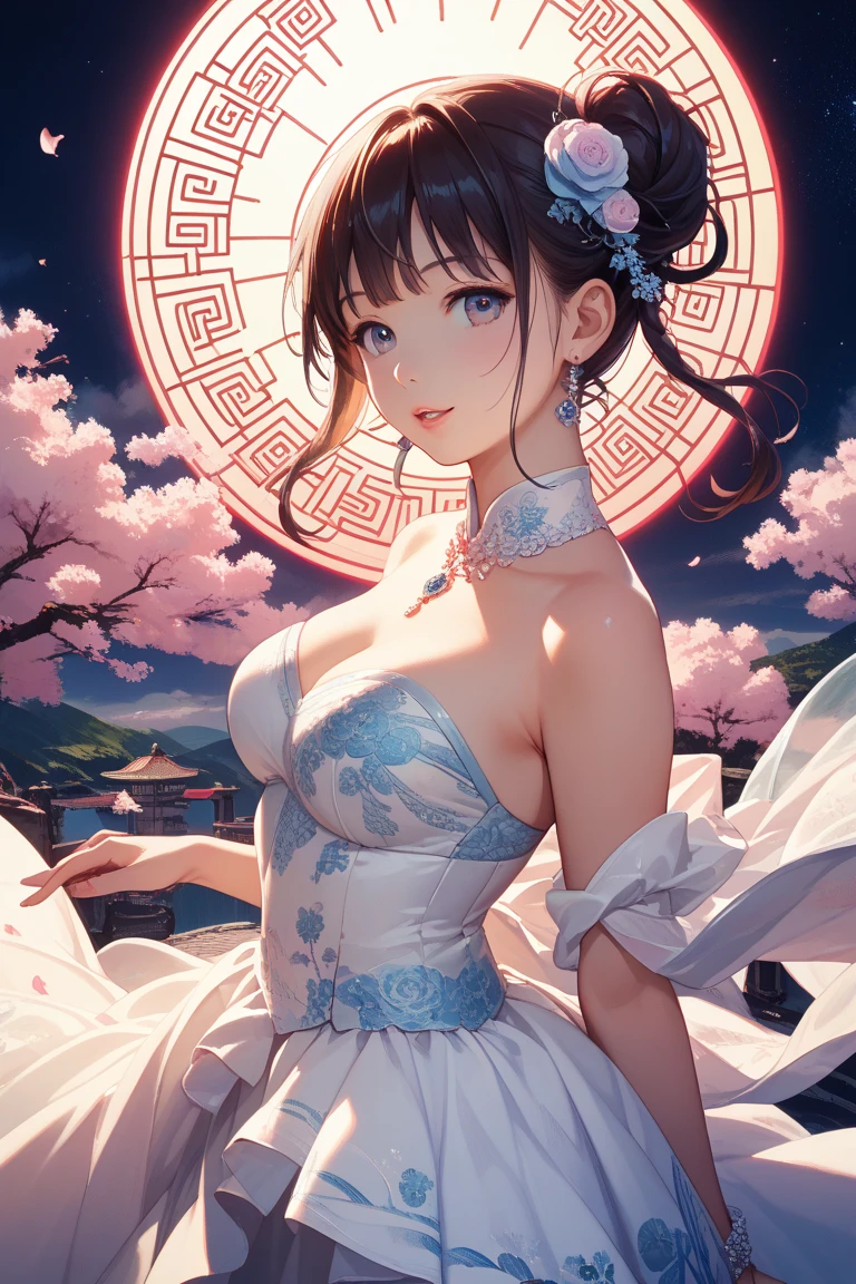 (Harem Manga style:1.2) , Hallucination, daydream , nightmare , Insane Dream , bokeh , erotica , romance ,  girl and realistic cat , Petals fluttering down , (Single eyelids, round nose, swollen cheeks) , glossy lips , Collarbone , Hair blowing in the wind , Goddess of lust , wrapped body by transparent blanket , hide crotch by cat , (close up cats faces)