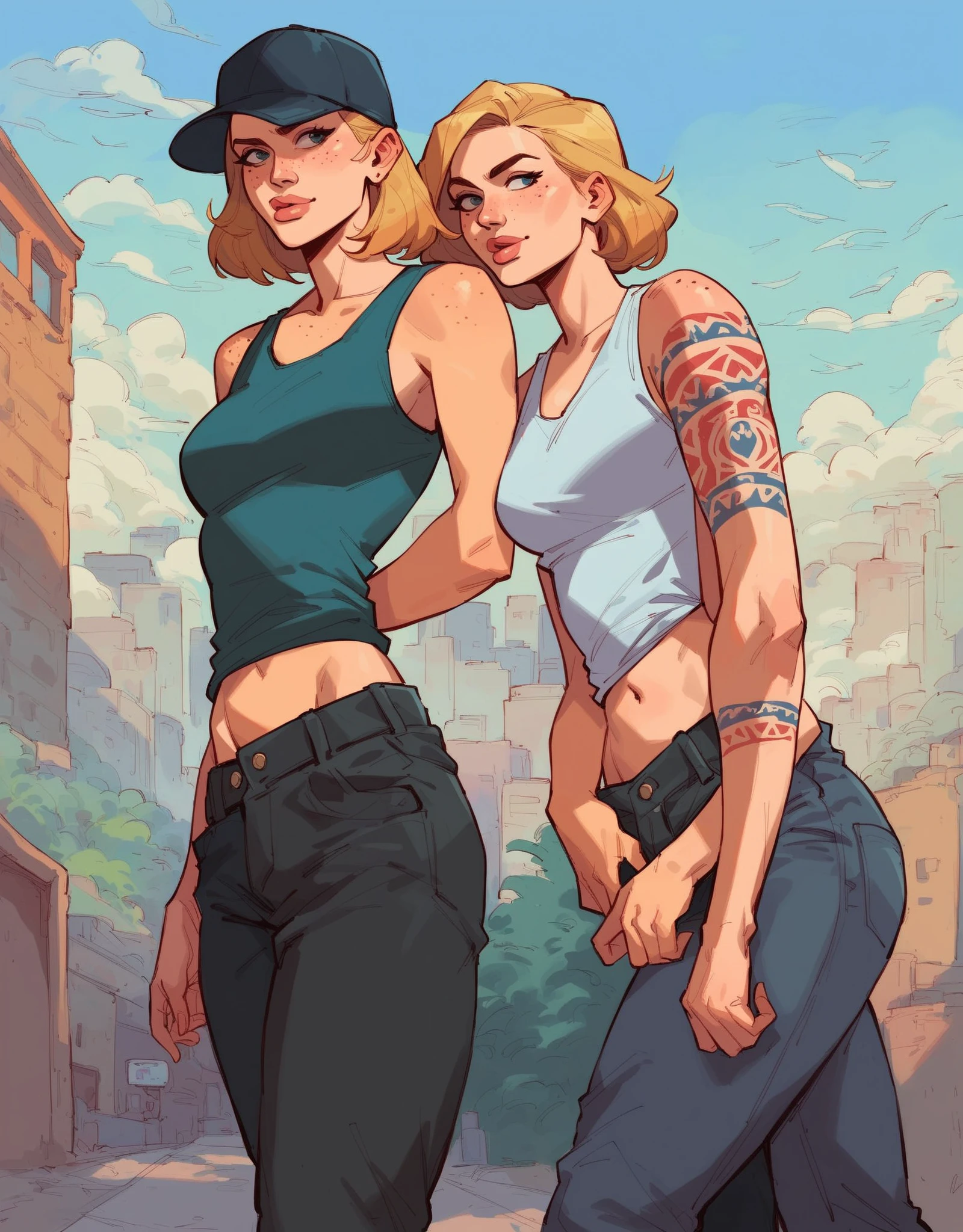 ((( fully body ))), master part, best qualityer, super detaill, 8K, gorgeous woman, Stefania Ferrario as a Tank Girl, perfect body, parted lips, blonde mohawk hair, Punk Girl, shorts curt com cinta liga, post-apocalyptic world, with a tank in the background, (( of the tank )), niji style, torn and dirty clothes, short mohawk, sides of shaved head, clean face

