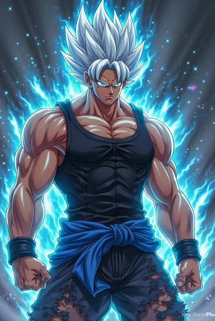 Image of goku ultra instinct mastered for anime neon wallpaper more neon more clothing with white hair