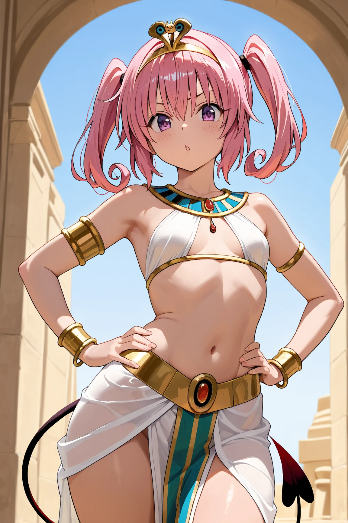 Latex, ((Anatomically correct hand:1.5)), Anime, Sexy, ((Metal Costume:1.5)), ((In Kyoto Animation Style:1.5)), super precision, ​masterpiece, very extremely beautiful, Princess Face, ((1人の女性)), ((Solo:1.5)), ((Pink hair:1.5)), ((BobKat 1.5)), BREAK, ((Black eyes)), short-cut, ((Straight hair)), BREAK, Full limbs,((complete fingers:1.5)), NSFW, (((Egyptian scarves:1.5))),Jewelry and Bracelets, In a plunged Egyptian costume in gold and white,black canvas REAK, ((Skindentation)), Professional Lighting, (25-years old), Narrow waist, Shiny skin ((Brown skin:1.5)), ((Oiled skin)), glistning skin, Looking at Viewer, Cowboy Shot, ((Dynamic Pose:1.5)),  Looking at the camera, inside in room, Sexy, A slight smil, Slightly open mouth, ((Cute)), ((sitting on:1.5)), ((Hands behind your back)), Ultra-fine eyes, Ultra-fine face, ((thin lips:1.5)), Sexy, ((drooping eyes)), A slight smil, Sexy, ((portlate:1.5)), faces, Sexy, Looking at the camera, Sexy, ((Metal Costume:1.5)), (( arms on the back:1.5)), Sexy, Latex,