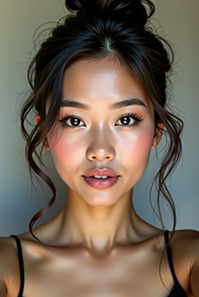 ((best quality)), ((head of'artwork)), (detailed), a sensual body of japanese grandfather, height of 1,60, have sex, avec des vêtements extrêmement petits serrant ses seins énormes, et ton petit vagin,