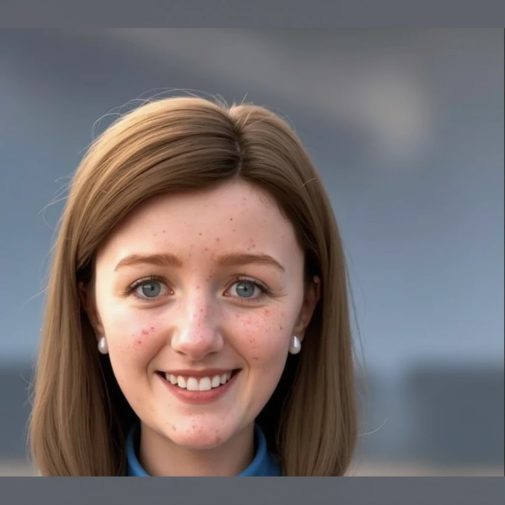 realistic photo of <lora:sd15_GeorgiaEllenwood_locon_24_v1:.9> GeorgiaEllenwood, focus on eyes, close up on face, smile, wearing jewelry, hair styled as curled ponytail, lens flare