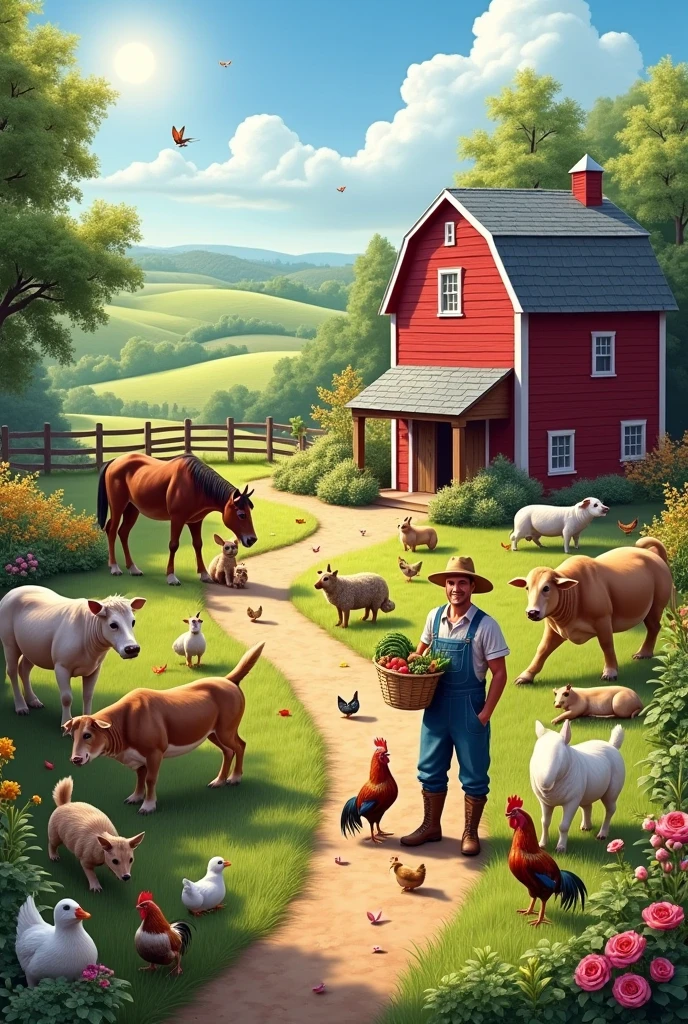 <lora:Folk Art:1>Folk Art - farm scene in the country folk art style please