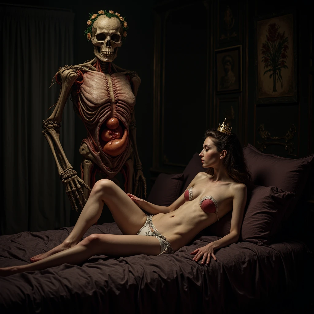 masterpiece,best quality, ultra detailed,highres,high-resolution,4k,4k portrait,8k,8k portrait,unity 8k wallpaper,extremely detailed CG,unity 8k wallpaper,realistic,RAW photo,real person, portrait photography,photorealistic,shiny skin,detailed skin,
Mannequin doll posing naked on bed at night,mannequin doll,A man who worships a mannequin looks up at the sky by his bed,A huge piece of meat is placed on a large plate and dedicated to a mannequin,The body of the mannequin doll is partially composed of human flesh,
((night:1.8)),(darkness:0.8),creature, horror, scary stories,((bed room:0.7)),(mannequin doll:1.5),
<lora:weirdreelhorror_v1_2:1> reelhorror,
1girl, humanoid, dismembered body, multiple arms, open mouth, thorns, looking at viewer, blood, tentacles, monster, injury, blood on face, realistic, death, corpse, messy, interior, trash, pov scene, pov, horror,