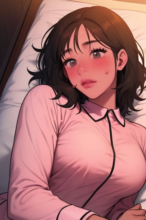 missionary, Sex, Vaginal, One girl, One boy, penis, Lie in, White T-shirt, Bottomless, Medium Hair,( Two-tone hair ), No correction, Voice of the Heart, smile, Mouth closed, blush,