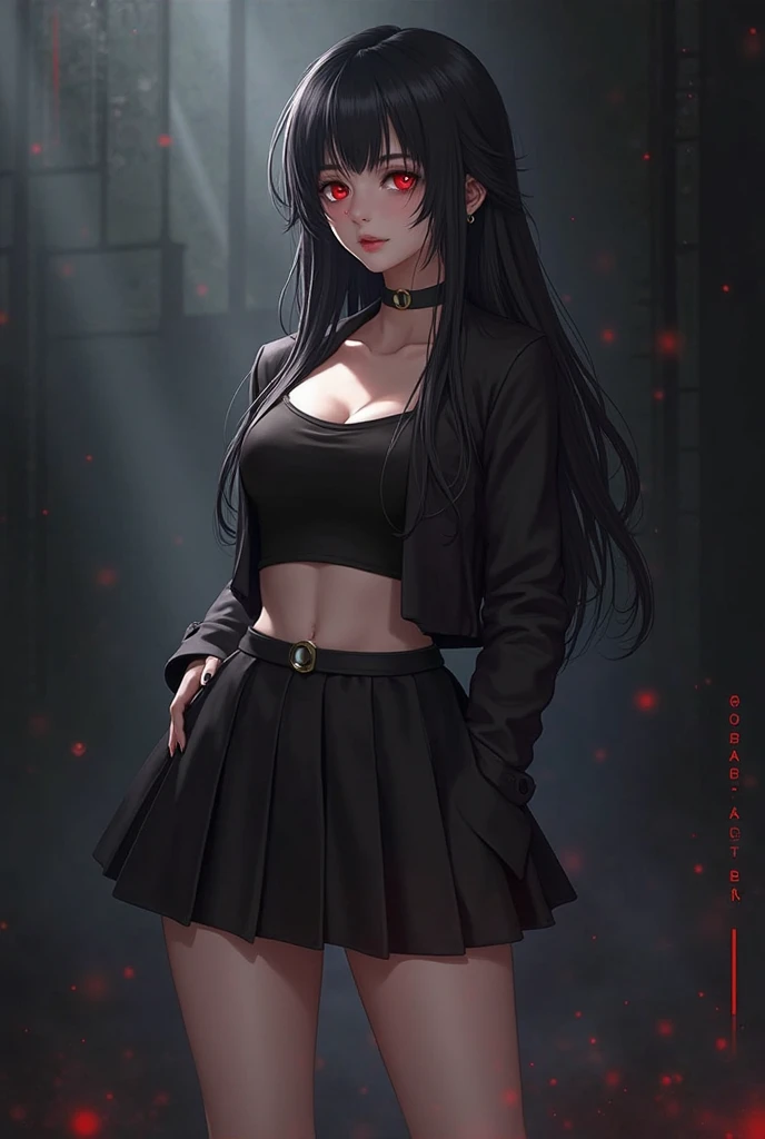 Demon animw girl with background