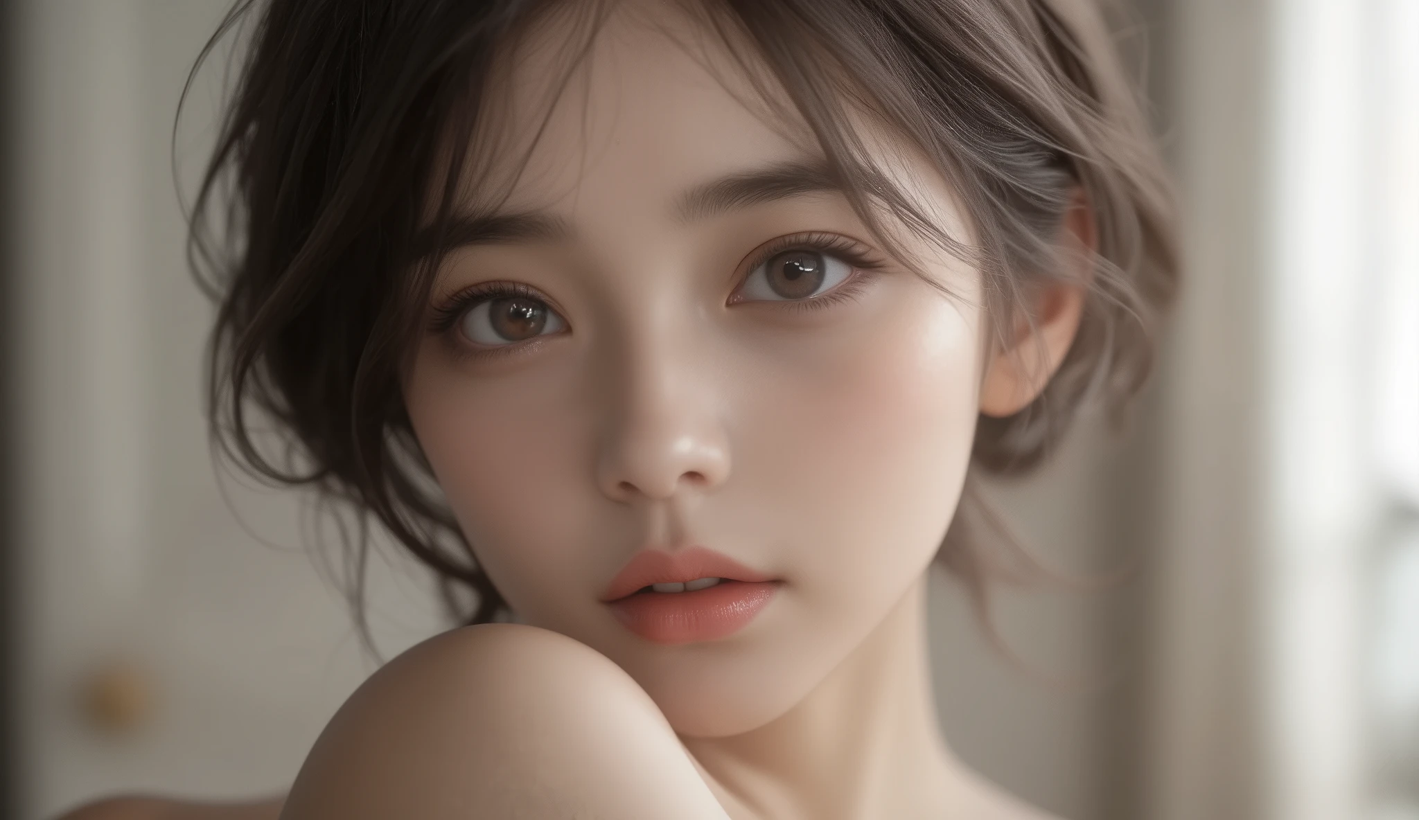 8k,Ultra High Resolution ,  highest quality,  masterpiece,rule of thirds,golden ratio,surreal, photos, one woman,( girls:1.3),cute,cute顔, Beautiful Eyes in Every Detail , 細かくdetails,mature woman,princess,upper body,smile, black hair,Short Layered cut,ID photo, luxurious and beautiful ,(A  Famous Japanese Idol Girl),(((She Has an Ecstatic Expression))),(The outfit is random:1.3),Beautiful cheekbones, very delicate expression ,  delicate eye description,,  Healthy Body , (( 1 female)), Height: 160cm ,( thin waist:1.4)、( Beautiful :1.4), pink lips,profile in landscape orientation from,(((  ideal figure))),Small bust, A cup :2,、 portraits:2、 perfect anatomy 、鮮明な details、 details, thin lips,Perfect and beautiful face  ,完璧でcute顔,   meticulous skin  , perfect limb,thin waist, surreal,Light and Dark, Fashion Magazine Cover ,glowing 