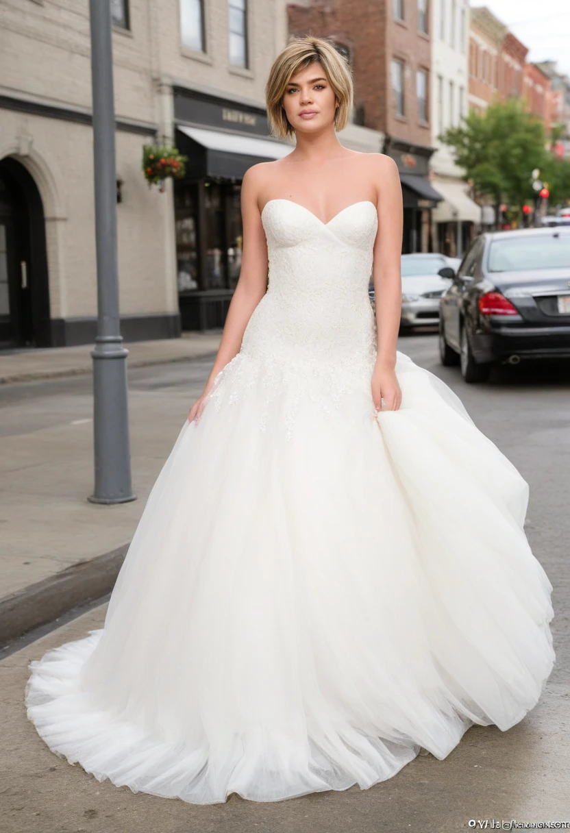 an elegant bride in a coutryard full of people, center of attention, people taking pictures with their phones, <lora:centerofattention:1>, center of attention, perfect face, perfect body, perfect anatomy,