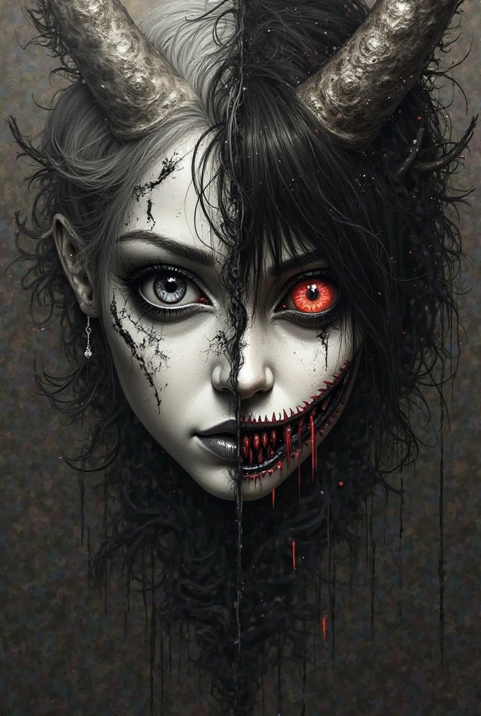 Good and evil of self portrait
Portrait and top is good bottom is evil
