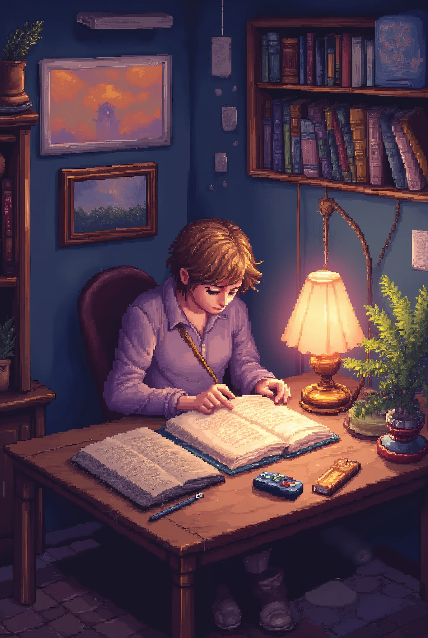 Studying at home pixel art