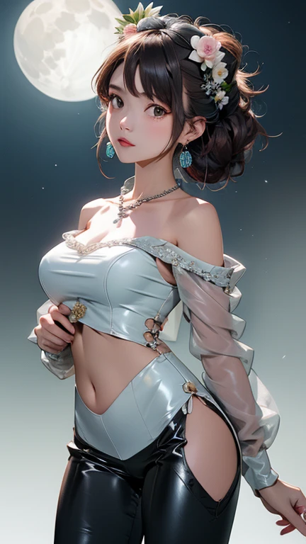 ((knee shot)), 8k, masterpiece, original photo, best quality, detail:1.2),lifelike, Extremely detailed CG unified 8k wallpapers, depth of field, film light, lens flare, Ray tracing, (extremely beautiful face, beautiful lips, beautiful eyes), intricate detail face, ((ultra detailed skin)) 1 girl, in the darkness, deep shadow, Beautiful Korean girl, kpop idol,(Very slim and slender figure:1.3), A plump chest, (bright smile), (City night, (neon sign), (night), Beautiful Korean girl, white diamond earrings, Diameter bracelet, Dia necklace, pantyhose, clear eyes, walk , front shot, face forward, (big eyes), ((Lace's))