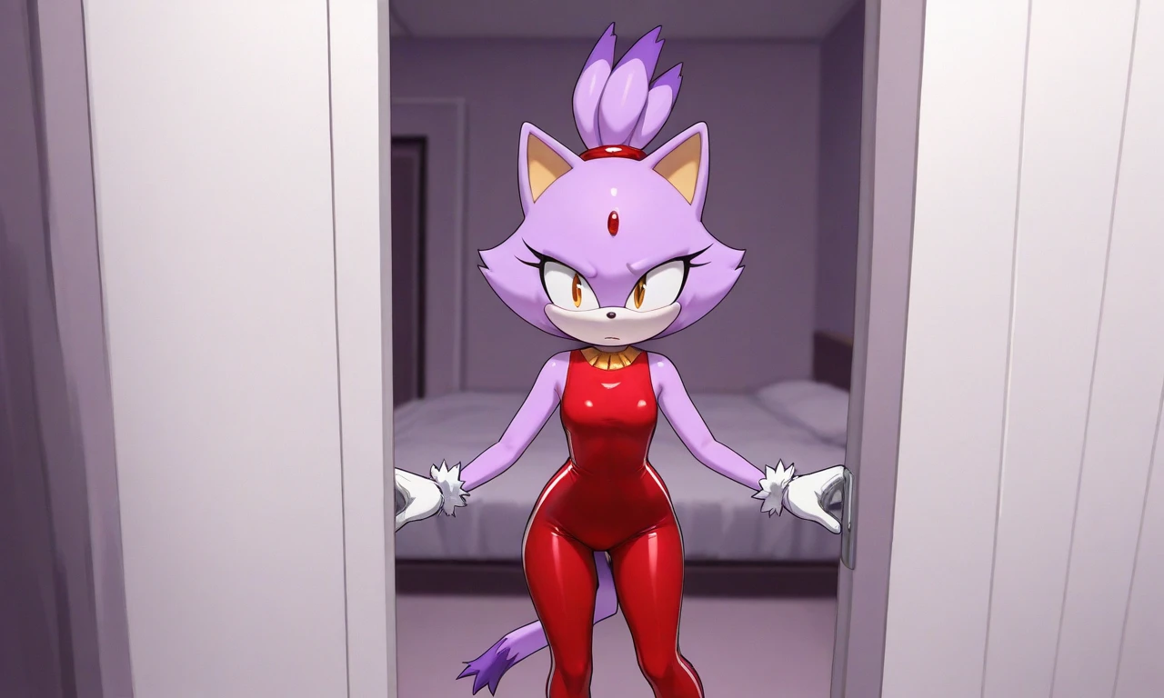 score_9,score_8_up,score_7_up, source_cartoon, kemono style, blaze the cat, Anthro feline girl, standing, indoors, naked