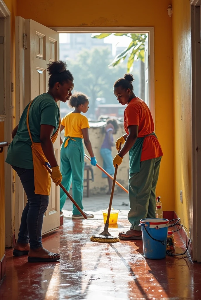 Children help parents with housework.