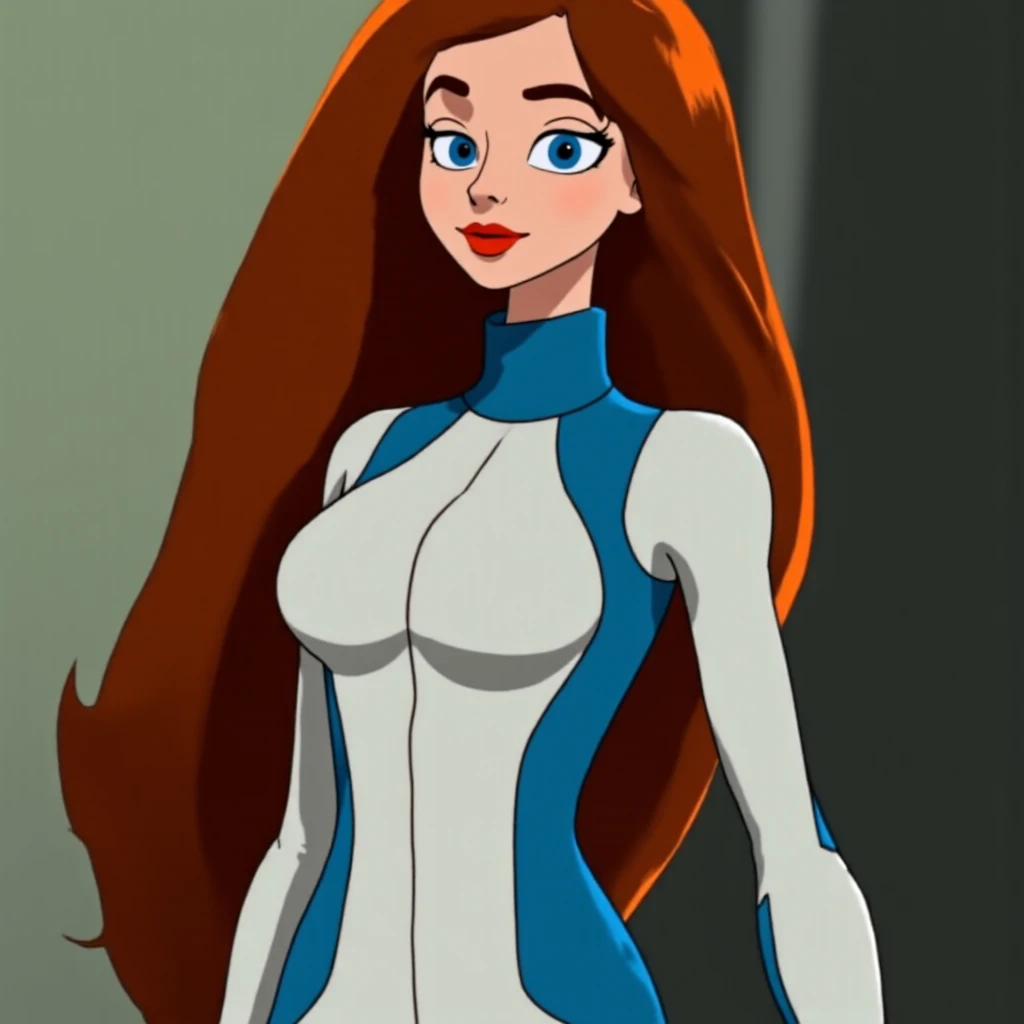 <lora:KPV1:0.8>,(((white and blue suit))),kimberly ann possible, 1girl, abs, bandaid, brown hair, breasts, fingerless gloves, gloves, green eyes, large breasts, lips, long hair, pose, solo, thighs, toned