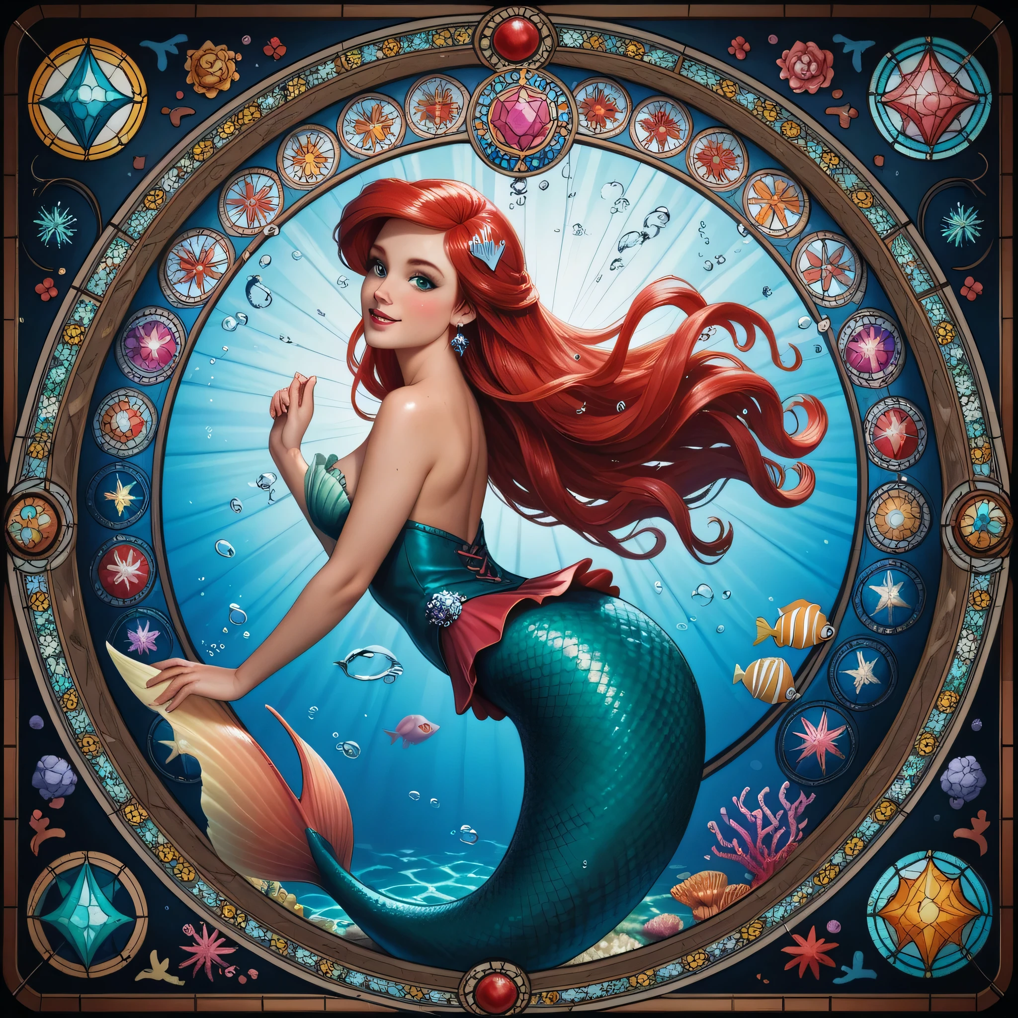The Little Mermaid in Stained Glass