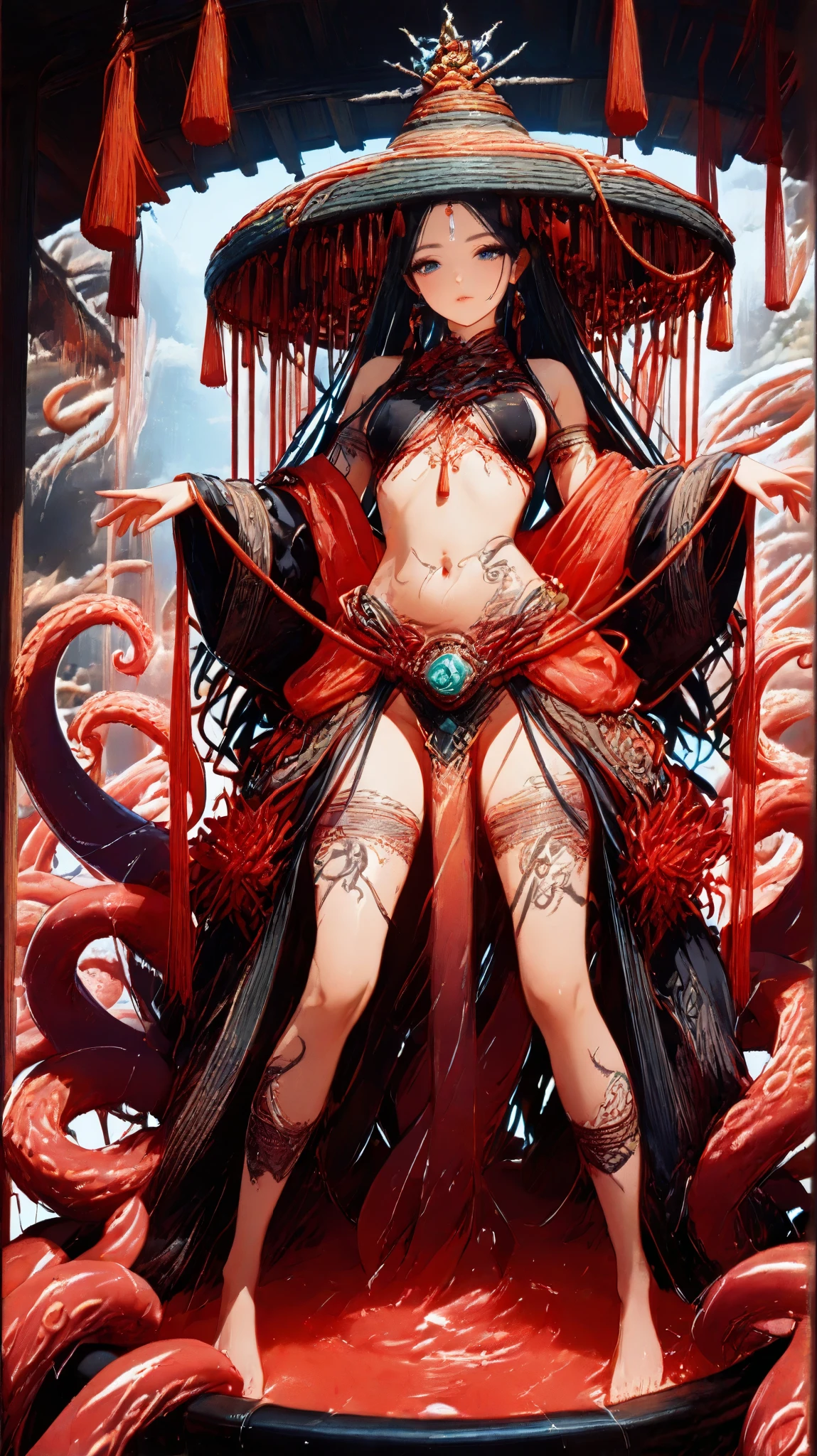 ((best quality)), ((masterpiece)), (detailed), 1 fairy girl, off-shoulder sweater, a fairy, fairy girl, winged pixie girl, girl fairy, various different types of insect wings, small breasts, NSFW,Covered with tentacles, encoiled by tentacles, Tentacles around the body, many tentacles, captured by tentacles, bound by tentacles, trapped by tentacles, Fine details,Tentacled,Tied with tentacles, roaming tentacles, drooling,Crying,horrified expression, panic, fight for survival, Detailed body,Full limbs,NSFW, being pulled into a flower, wild environment, jungle, terrifying floral environment, horrific nature, predatory flora, fairy catcher, fairy trapper, fairy catcher plant, fairy trapper-plant, fairy catcher flower, fairy trapper-flower inspired by carnivorous plants; a plant occupying the equivelant evolutionary niche as a spider would
