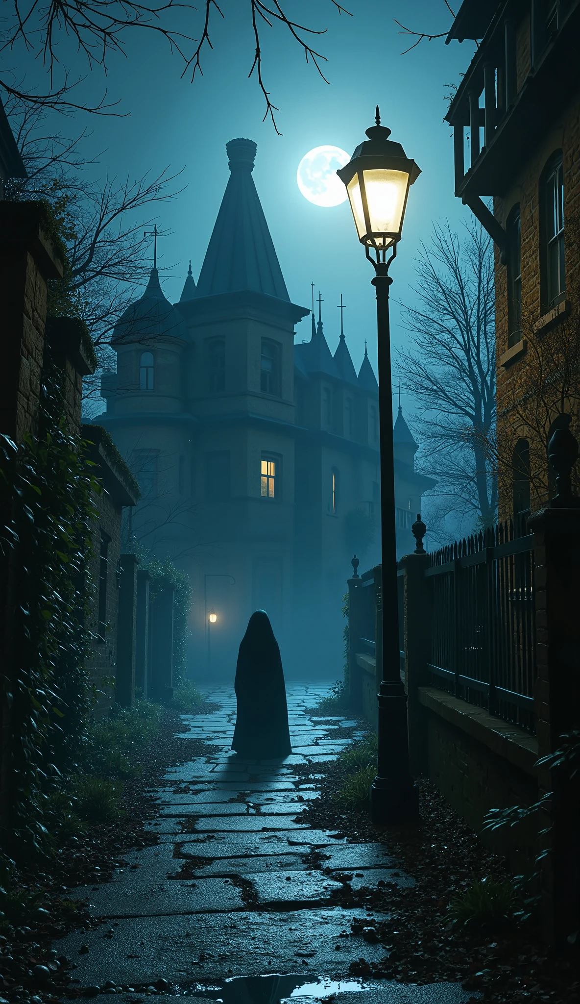 Haunted Mansion、I can't see people 、Invisible Man、街灯の下に人only shadowsが路面に映る、Nobody、only shadows
