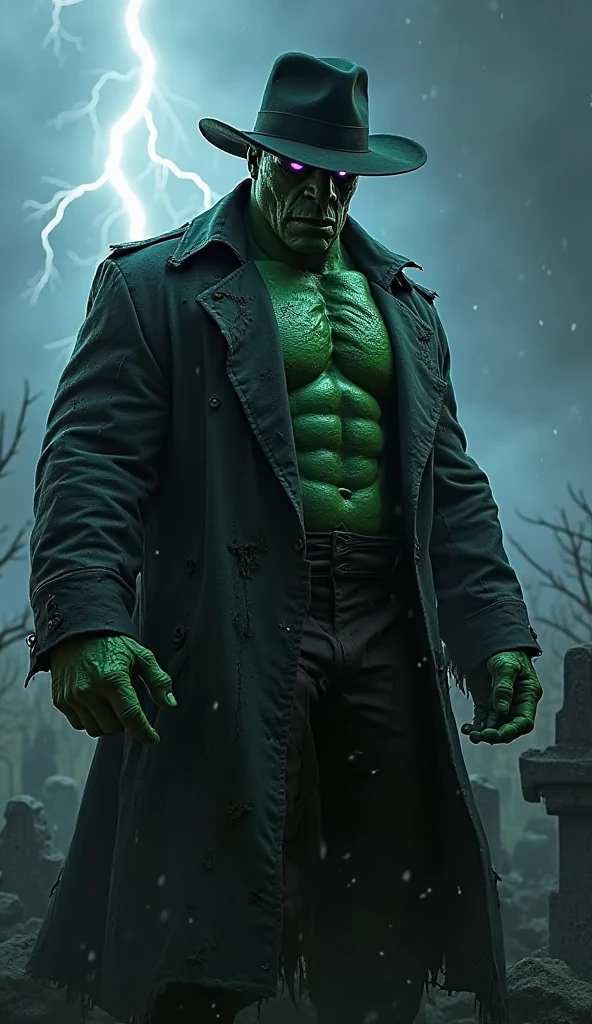 Monster Frankenstein, glasses, holding cryptocurrencies in his hands