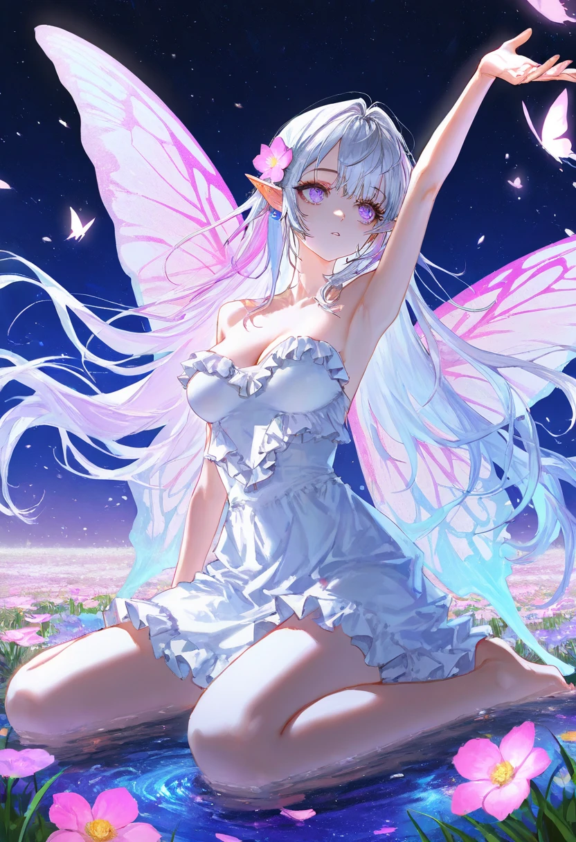 ((best quality)), ((masterpiece)), (detailed), alluring succubus, ethereal beauty, perched on a cloud, (fantasy illustration:1.3), enchanting gaze, captivating pose, delicate wings, otherworldly charm, mystical sky, (Luis Royo:1.2), (Yoshitaka Amano:1.1), moonlit night, soft colors, (detailed cloudscape:1.3), (high-resolution:1.2)