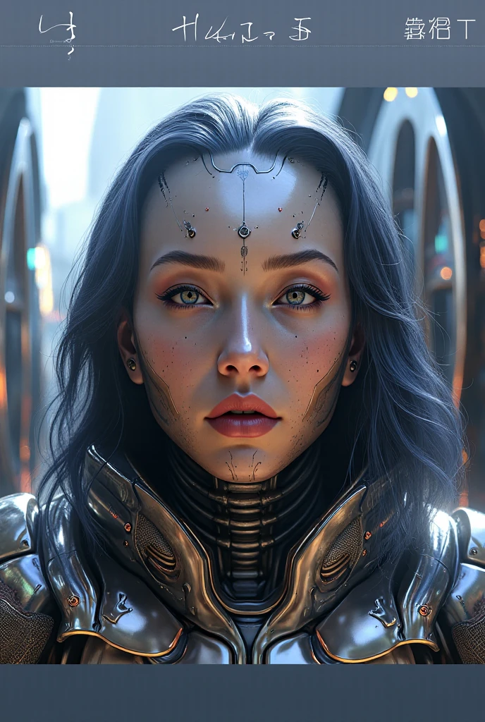 Woman with futuristic body and head parts in front of a circuit, Retrato de uma rainha ciborgue, ciborgue - menina, Retrato de um androide feminino, portrait of a cyberpunk machine, 8 0's estilo tomasz alen kopera, menina ciborgue, advanced digital cyberpunk art, retrato bonito sci - fi girl, Retrato detalhado de um ciborgue