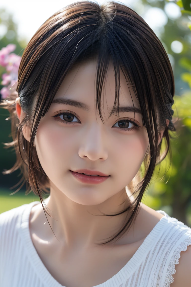 dress,outdoors,Urban Park,On the lawn,One woman,close up face,fully body photo,masutepiece, The highest image quality, High quality, the background is clear,Beautiful woman, Japanese, Detailed, Ultra-detailed, finely detail, hight resolution, 8K Wallpaper, Perfect dynamic composition, Beautiful detailed eyes ,Detailed eyes, Detailed skin, Beautiful skin, 超hight resolution, (reality: 1.4),Very beautiful woman, Slightly younger face, Beautiful skin, slender, (Ultra photo realsisim), (hight resolution), (8K), (Very detailed) (beautifully detailed eyes), (super detailed), (Detailed face), view the viewer, Fine details, Detailed face, Staring straight ahead, Staring straight ahead, photos realistic, Bright lighting, Professional Lighting, Black hair,poneyTail,a baby face,sixteen years old,Hairstyle: ponytail,Long ponytail hairstyle,slight smile,