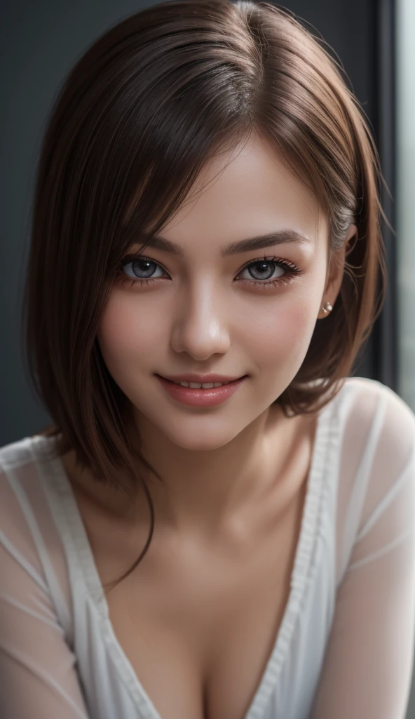 (1girl), Extremely cute, Amazing face and eyes, (Beautiful lovely smile), (extremely detailed beautiful face), bright shiny lips, (Best Quality:1.4), (Ultra-detailed), (A hyper-realistic, Photorealsitic:1.37), Beautiful fair skin, (Soft and squishy:1.3), extremely detailed CG unified 8k wallpaper, RAW Photos, professional photograpy, Cinematic lighting,