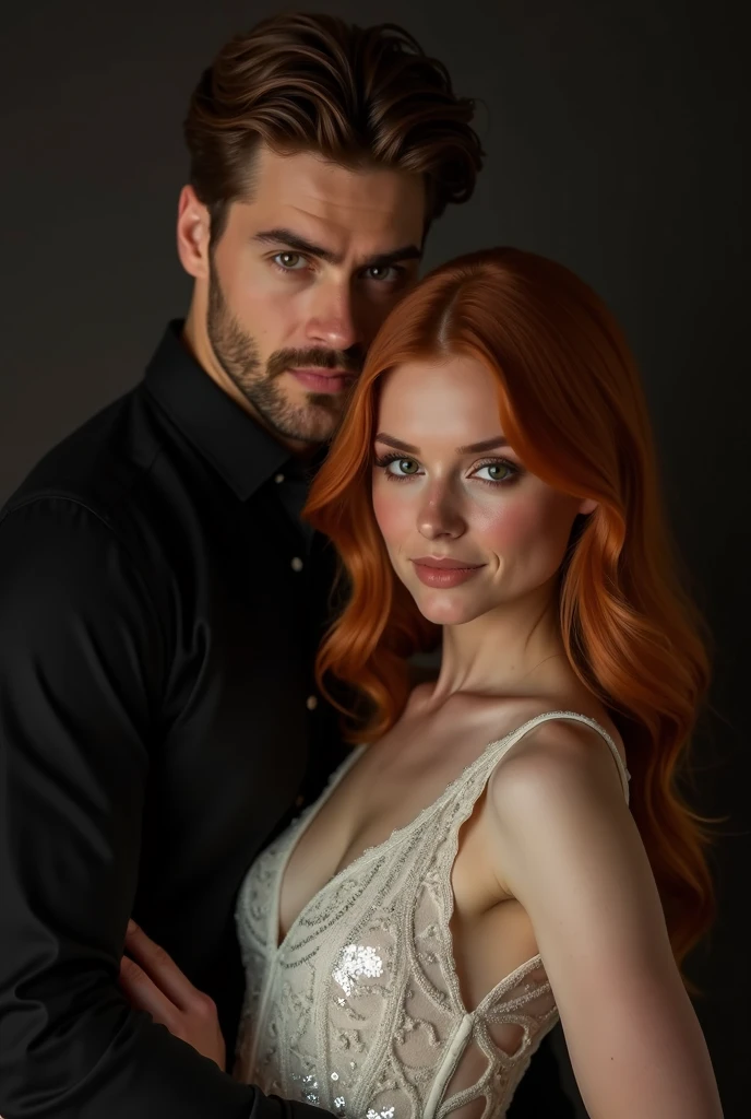 a close-up of a person in a suit and tie standing next to a woman, still from Riverdale, one is redhead, still promotional, Riverdale, champagne commercial, Very beauthful, Dustin Lefevre, Klaus Films, by Emma Andijewska, tv commercial, Edmund Blair e Charlie Bowater, netflix, supernatural golden eyes, very attractive