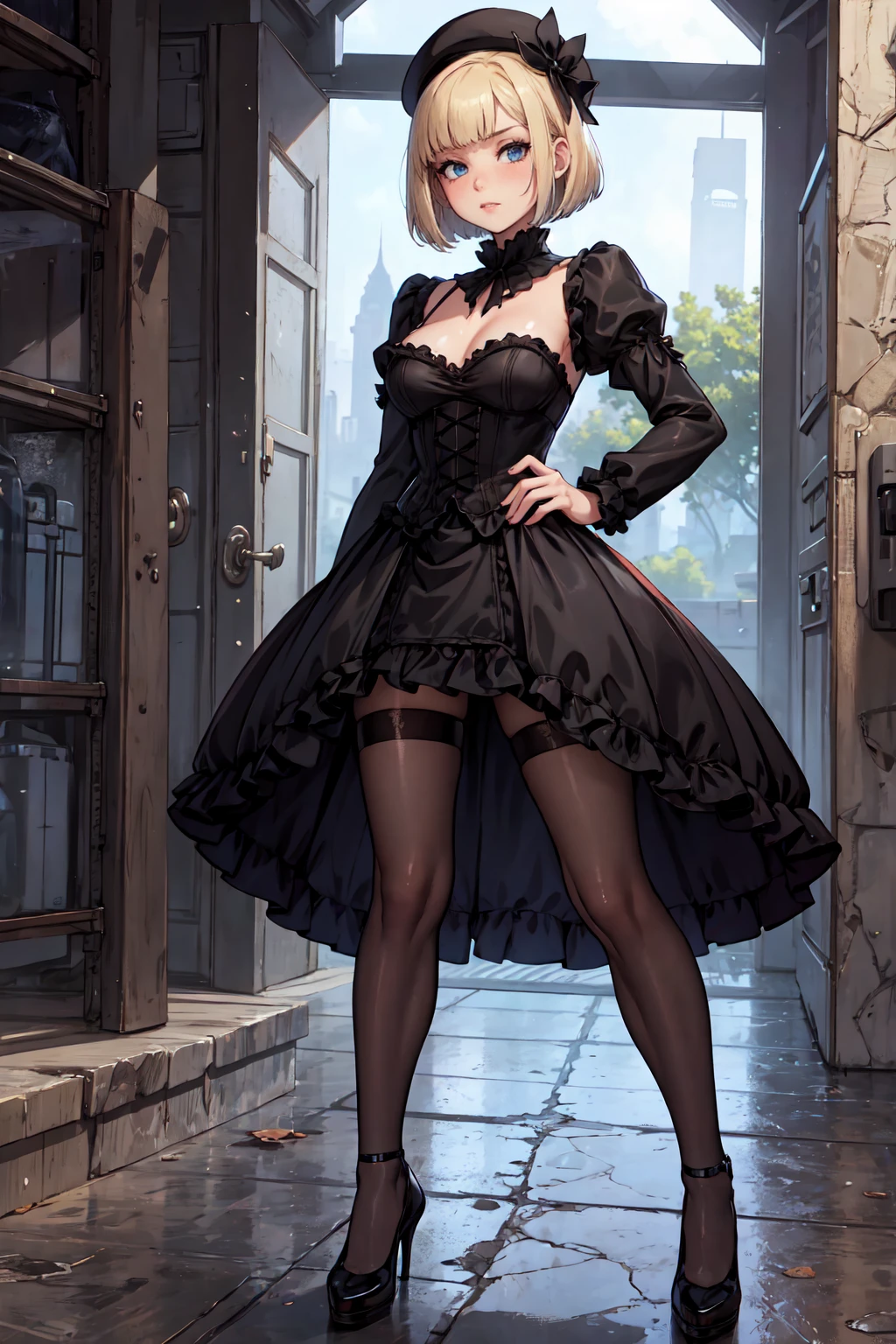 (Masterpiece:1.2), (Top quality: 1.2), Super high resolution, Very detailed,.
BREAK.
, ((Anime girl standing with happiness in her hands)), Crazy girl, (1,Lolita,Boyish, , 12 years old: 1.3), Light smile, , Girl looking like a boy, Bob-cut hair, Shaggy hair, Very large breasts, nubile, slender body, overflowing with soft fat mass. Small hips, Vertically large eyes, Fine and beautiful eyes, Well-proportioned irises and pupils, Expressive eyes, Beautifully detailed lips, High resolution detailed hair, Perfect eyes, Perfect face, Super dense skin, Full fingers, Perfect lighting,.
BREAK,.
((light green necklace)), ((black and red fine dress: 1.3)), light green tie, shining sapphire, lady, wearing white gloves,.
BREAK.
, (Steampunk), Castle balcony, Skyscraper, Night view, Equipment, Ancient ruins, Tradition, Overwhelming, Magnificent, Steam, Pipes, (Steam spewing out from pipes:1.2), Fantasy, Victorian other world, Early 19th century, Road, trees, clouds, night sky, shading, effects, detail. Masterpiece background,
BREAK.
((Positive: 1.3)),.
BREAK.
, digital animated art, cartoon-style illustrations, cartoon illustrations