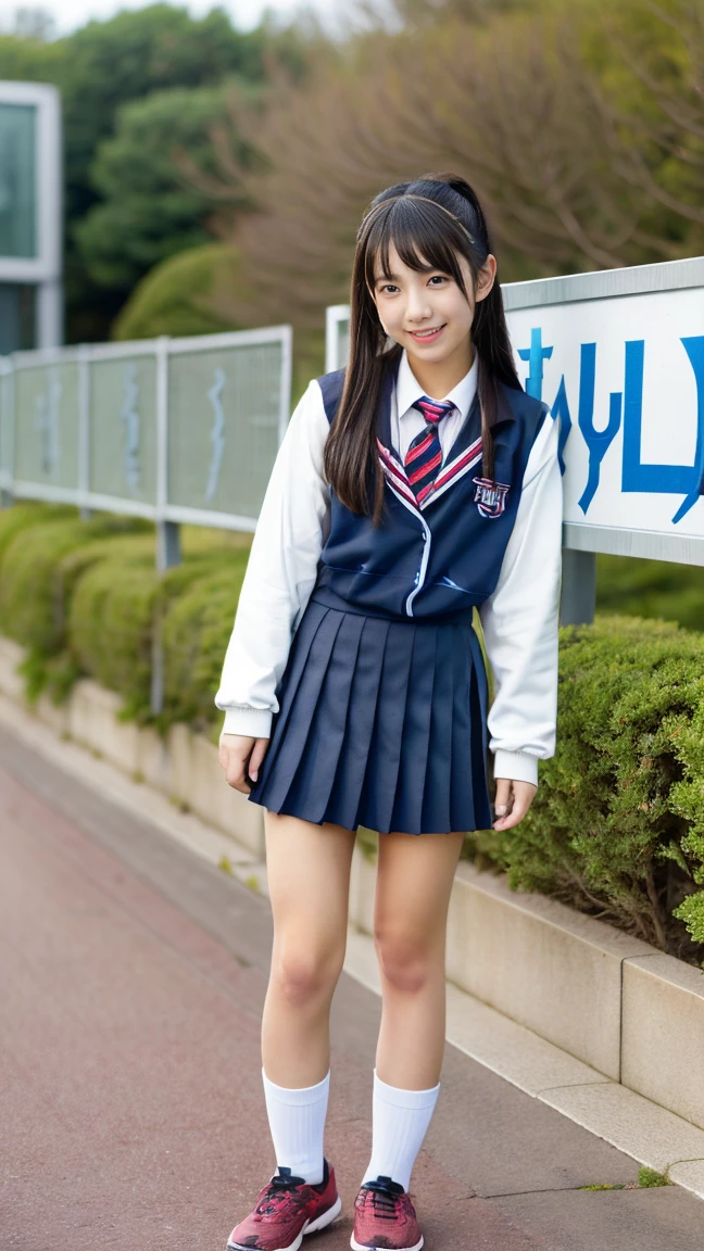 Cute junior high school girl with legs open