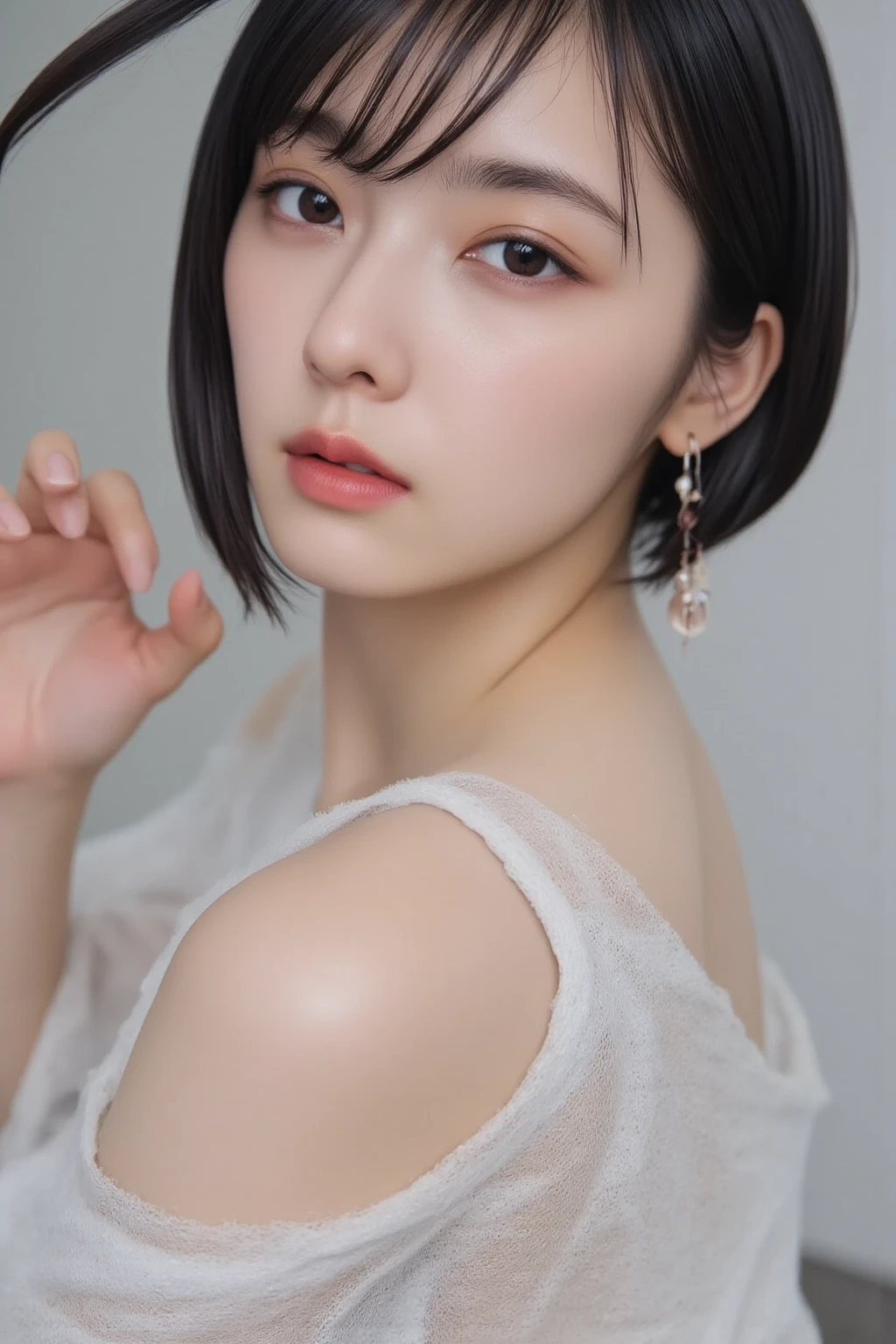 (Browsing Caution:1,4),Mix 4, (8K, RAWphotograph, Highest quality, Tabletop: 1.45), (Realistic, Realistic: 1.37),illumination, night, プロのillumination, photographn mapping, Radio City, Physically Based Rendering, Gradient Brunette, 高品質のphotograph, High resolution, 1080P, (Detailed facial depiction), (Detailed description of the hand), (Delicate CG), Extreme light and shadow, Rich details, (Detailed facial features), (Highest quality), Look in front of you, Highly detailed face, Highly detailed lips,  超High resolution, (truth: 1.4), photograph, 1 Girl, [(sad)],  , Thin limbs, movie, Cool pose, I Cup, Highest qualityな完璧なボディ, photographのような, (1 Girl: 1.3), Perfect balance, (Huge, Perfect breasts, Areola),(Realistic, Realistic:1.37),One Girl, Cowboy Shot,Professional Lighting, Photon Mapping, Radio City, RAWphotograph、(Realistic:1.4)、Octane Rendering、Complex 3D rendering with ultra-detail, Studio Soft Light, Rim Light, Crisp details, Super detailed, Realistic skin texture, detailed aspects, Beautiful details in the eyes, Highly detailed CG Unity 16k wallpaper, Compensate, (Detailed Background:1.2),Highest quality, 超High resolution, Tabletop, One Girl, One Girl,alone, Upper Body,Show Viewer, White Background, Multicolored Hair, Compensate , Lips parted, Black Lips, eyeliner, Gothic, Goth Girl,((Light on the face:1.2)),((movie照明:1.2)),(Photorealism:1.4),((30 piercings in left ear)),((necklace)),((A woman who is always smiling)),((nightのプールサイド:1.4)),((Facial lighting:1.1)),((Face close-up:1.2)),((Delicately draw the face:1.2)),(Very short bob hair:1.5),,(((Completely naked))),(((nsfw)))