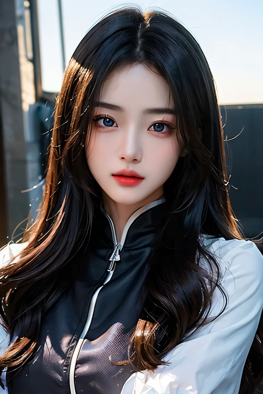 超A high resolution、masterpiece、top-quality、extra detailed face、A detailed eye、Very complex and、perfect glossy shiny skins、Perfect litthing、detailed lighting、Dramatic shadows、 ray tracing、1 girl in、The upper part of the body、office lady suit、looking at the viewers、