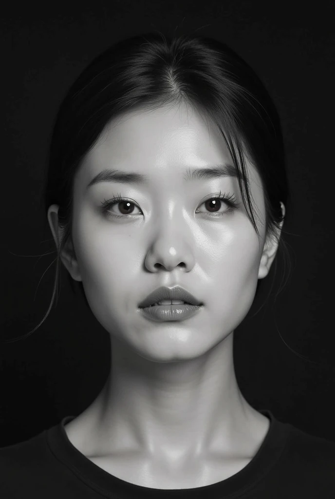 arafed black and white photo of a woman with a necklace, jiyun chae, yun ling, song nan li, inspired by Ruth Jên, kwak ji young, korean woman, portrait image, sangsoo jeong, etsuko miura, by Ruth Jên, fujita goro, inspired by Yun Du-seo