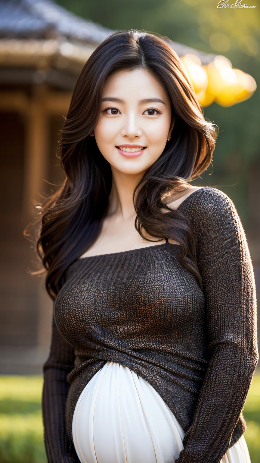 ((Top Quality, 8k, Masterpiece: 1.3)), Sharp Focus: 1.2, Beautiful Women with Perfect Style: 1.4, Slender Abs: 1.2, ((Dark Brown Hair, Big: 1.2)), (Natural Light, City Street: 1.1), Highly Detailed Face and Skin Texture, Detailed Eyes, Double Eyelids, Open Mouth, Gentle Eyes