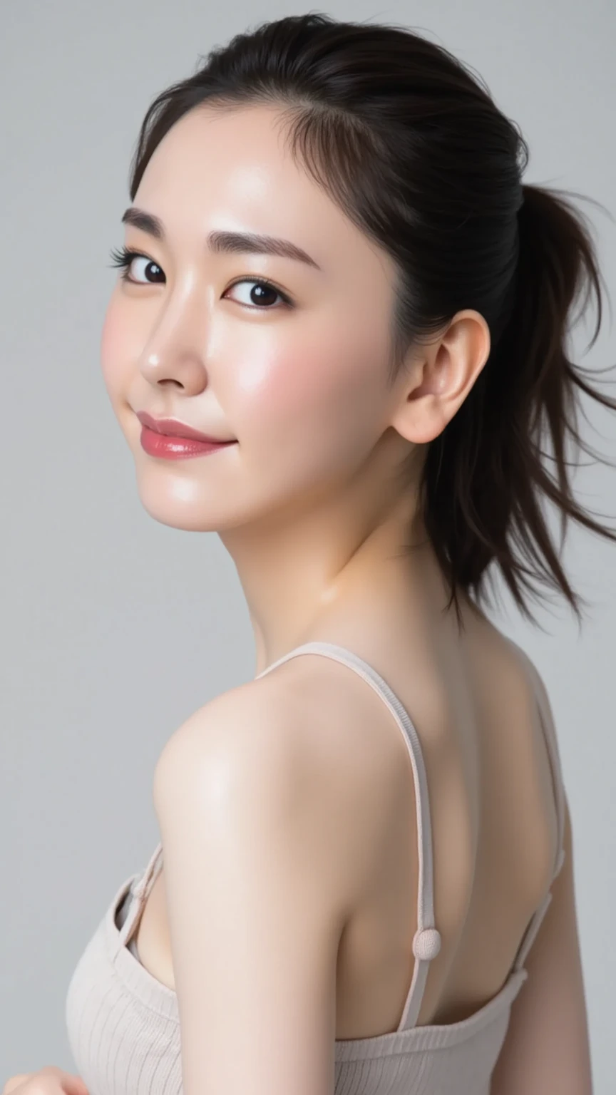 ((Best image quality, 8k, masterpiece:1.3)), A 50-year-old woman, Mature woman with wrinkles on her face:1.3, (Casual Hairstyles, Big Breastsの漏れなし:1.2), Elderly, Low-cut bra,Ultra-fine face, Detailed eyes, double eyelid,smile,Small waist,Big Breasts,close,Chest close-up,White skin,Casual background,whole body、Sexy Legs、Emphasize the chest