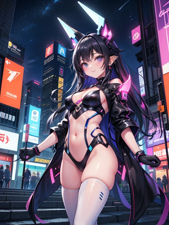 (Photorealistic:1.8, highest quality:1.8,8K masterpiece:1.8,High resolution,Mastepiece:1.8,RAW Photos,Cinematic lighting、8mm fisheye lens),No split screen、cyber punk、Downtown at night、City lights、1 Beautiful Warrior Fighting the Enemy:1.5、(Completely naked、Combat Hair Ornaments、Leather jacket、White tight leotard、choker、Knee-high boots、Beautiful ass、Beautiful thighs、Plump nipples、Cross-shaped nipple covers、Beautiful breasts、cameltoe、Slender Abs:1.2)、Beautiful and detailed eyes:1.7、Beautiful Skin:1.8、(Soryu Asuka Langley)(Character Focus)、Fighting Pose、 A rich expression、Gets angry violently、laugh at、Surprised、 (long Hair:1.2, Beautiful, shining blue, white, black, silver and gold hair:1.5)、Sparkling Blue Eyes、Fine Lines