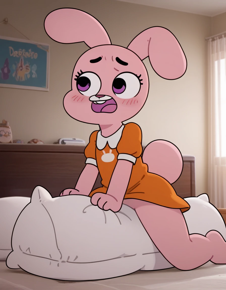 Vanny from FNAF, White suit, bunny mask, wearing mask, bunny mask covering face, bunny ears, Highest quality, Highest quality, High quality illustrations, masterpiece, Ultra-high resolution, Detailed Background, night, Absurd, Perfect Anatomy, performance, Good lighting, humanoid, NSFW, pussy, tits, spread legs, worm's eye view, low angle view, bottom-up view, presenting pussy, looking at viewer, half-closed eyes, smug smile, smile, spread pussy, bodily fluids, wet pussy, first person view, viewer giving cunnilingus, cunnilingus POV, naked