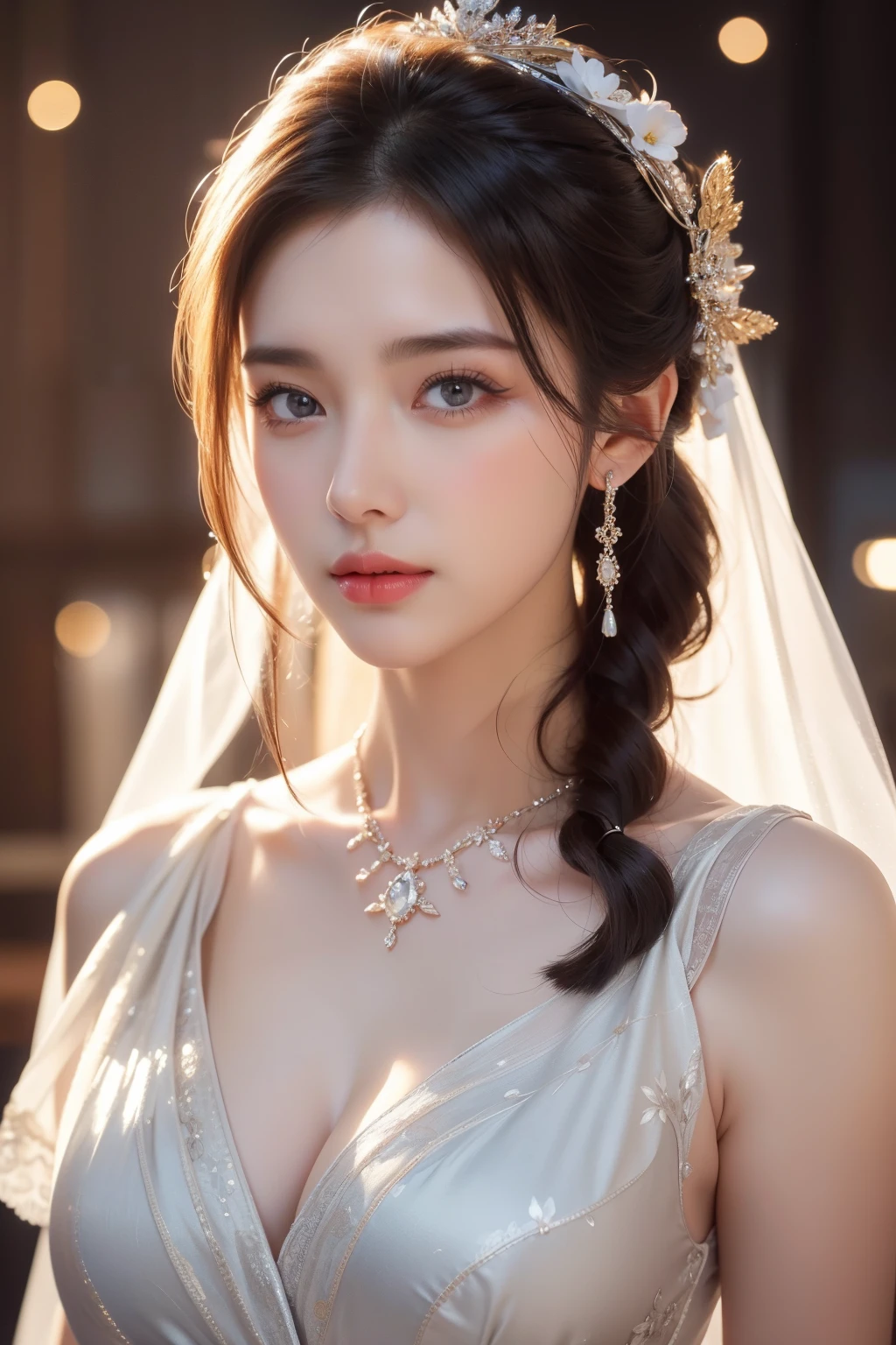 High-quality work，Realistic works，Super premium graphics，8K HD CG works，high quality graphics，High-definition and exquisite CG works，10x pixels，Ultra-fine details：1.1，Advanced technical details：1.1Realistic photo effects，Interior lighting effects：1.5，natural soft light：1.5. Light effect（Virtual light effects：1.8），ultra high resolution，shining dress，sliver long hair，silber hair，transparenthair，high detailed hair（Quality hair details：1.1）Clear eyes，Double eyelids look good，Sharp eye makeup, Create exquisite eyelash makeup, tthin eyebrows, Ultra-detailed eyes，a tall nose, lovely red lips, rosey cheeks, With delicate makeup on her face , pretty face, The face shape is perfectly proportioned,（Advanced facial details：1.1）One wearing a white dress、Close up of cat-eared woman, ethereal beauty, Stunning young and ethereal figure, huge breasts，bigger breasts，G cup，flowing white robe, flowing skirt, flowing magic robe, beautiful girl, Very beautiful elf top model, Beautiful digital art work, tall thin beautiful goddess, beautiful goddess, Beautiful fantasy girl, beautiful fantasy art, Smooth digital concept art, Smooth anime CG art，heavy snow，snow mountain，lake，white hair，Women's artwork，Dress full body video，Realism，Amazing Cleavage，My eyes are very bright today
