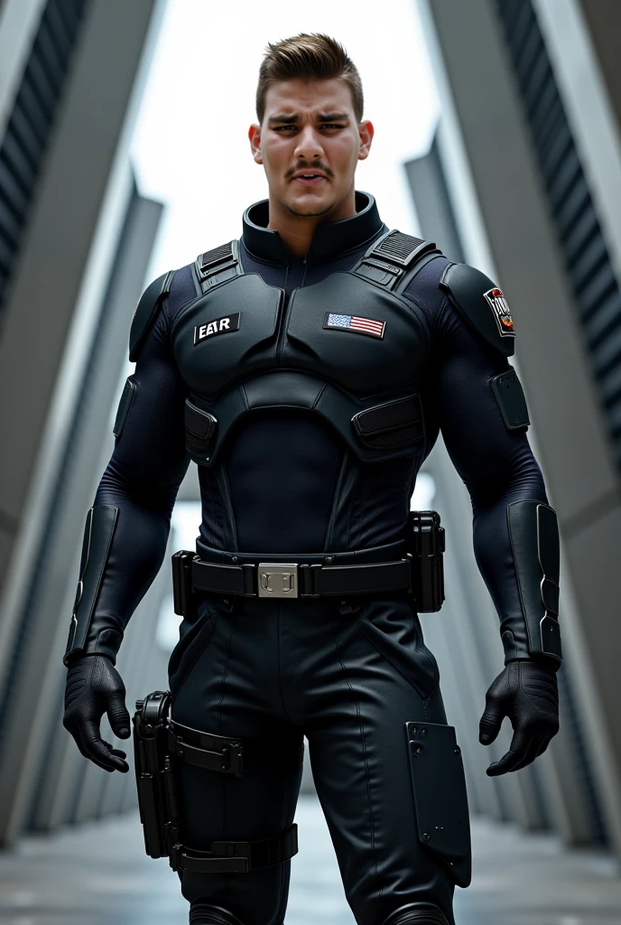 Showcase Dwayne Johnson in his space commander attire, radiating confidence and strength, with every intricate detail of his futuristic armor rendered in 8K HD.