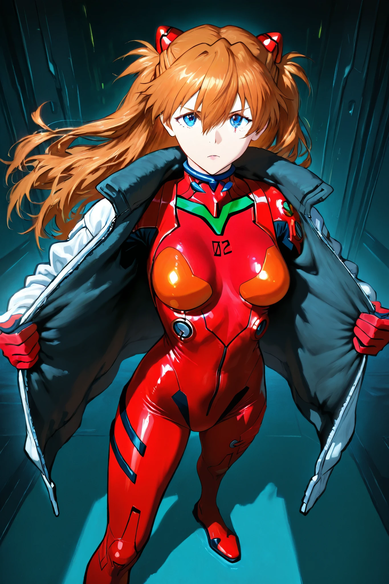 HDR, 8K, high contrast, masterpiece, best quality, amazing quality, very aesthetic, anime artstyle, realistic, hentai art, newest,
BREAK
bounce light, hyperdetailed, detailed hair strands, detailed fibers, Antonio J. Manzanedo
masterpiece, semi-realism,
detailed background, foreshortening, perspective, dynamic angle, dynamic perspective angle, very aesthetic, Dynamic pose,
Asuka Langley, red plugsuit, cyberpunk background,