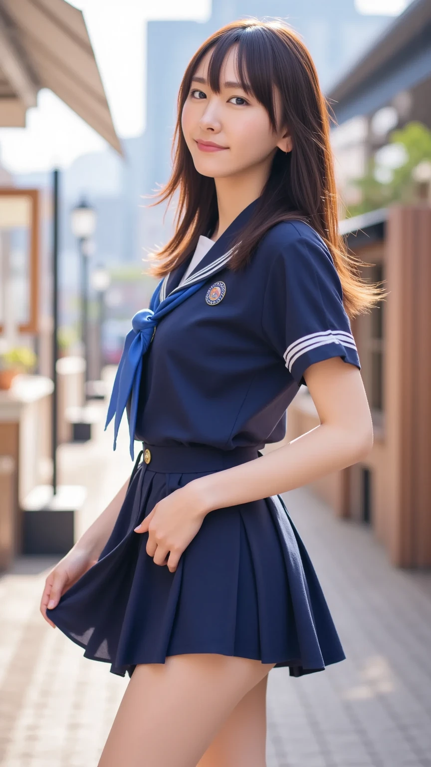 a close up of a woman in a blue dress posing for a picture, seifuku, iwakura lain, rei hiroe, tsubasa nakai's style, japanese , shiori teshirogi, aya takano color style, takada akemi, narumi kakinouchi, sakimimichan, japanese girl