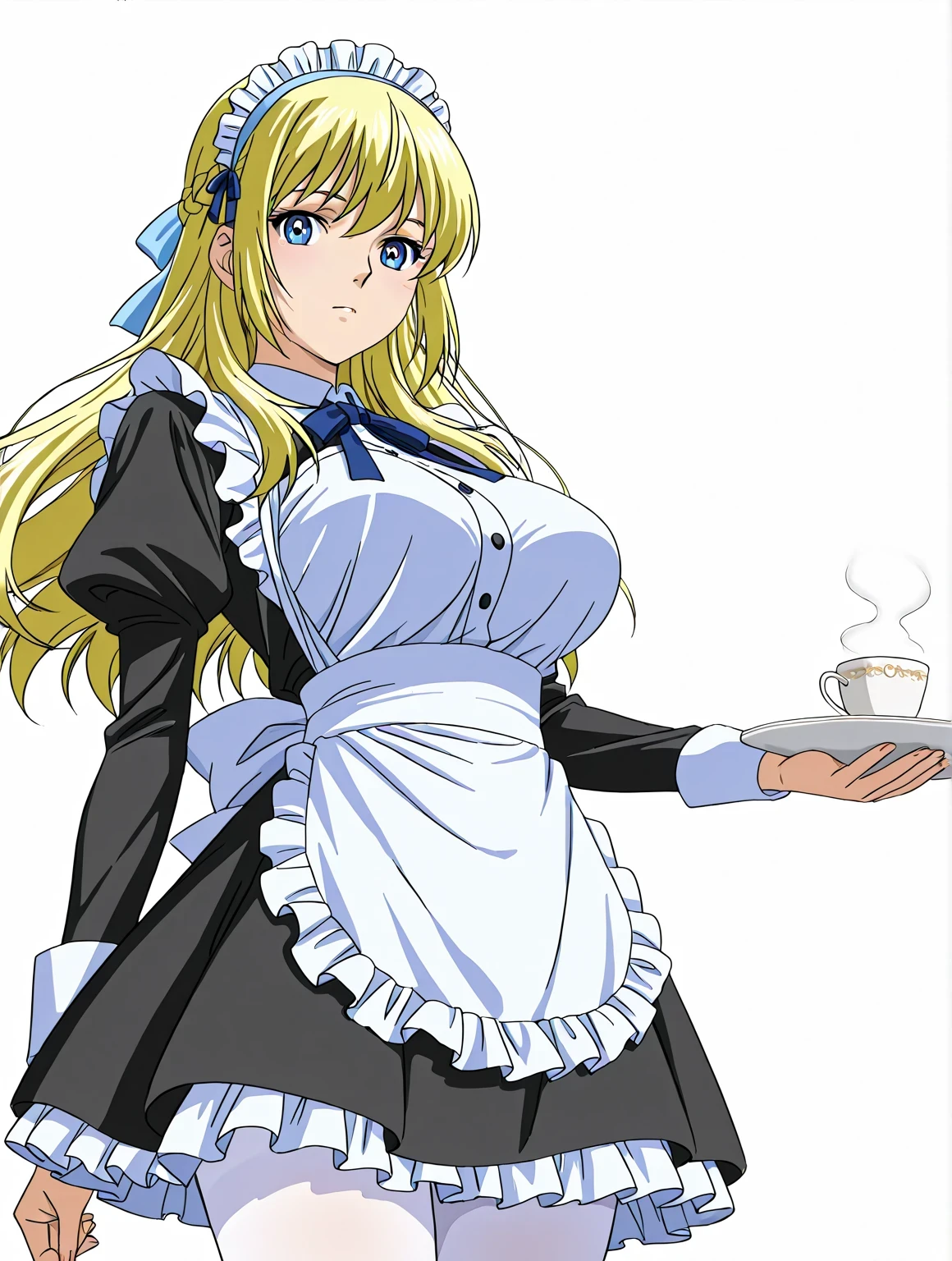 score 9 、score 8 up、score 7 up、source anime、masterpiece、highest quality、High Resolution、 1girl 、anime girls with a cup of black tea and a cake、alone、change in dress、( Maid ) girls、portrait of changeta、 Gold、long hair、 blue eyes、french braid、crown braid、blue hairband、Classic girl 、beautiful anime girls sitting on chairs、COLORED SKETCH ANIME MANGA PANEL、 2000s Anime Art Style 、Big Breasts、big breasts、Seductive anime girl in blue maid outfit 、white pantyhose、change、 classy atmosphere、slender body、Manga Painting 、 Long Sleeve、 Official Fanart、 HD FAN ART 、 in Bowwater art style、anime girls in a maid costume、魅惑的なアニメのgirls、Anime Drawings、looking at viewer、cowboy shot、Girl Focus 、High quality color sketch、anime moe art style with slightly darker hair 、Wear nice clothes 、(anime girls)、Beautiful anime portrait、an anime girls、pretty anime girls、beautiful anime girls、 created by Anime Painter Studio、Anime dick!!!!、Painted in an anime artist's studio、realistic anime art style、 digital anime art!!、