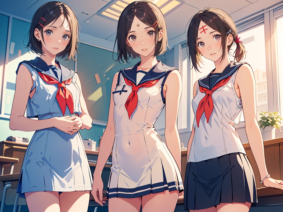 ((NSFW:1.3)),(Textured skin, Anatomically correct, Super Detail, high details, High quality, hight resolution, Best Quality, 1080p,4K),(One-person viewpoint, looking at viewer, subjective:1.5),
(KONOSUBA!, Female Characters:1.5)
(women's Evening girls' high school:1.3),
((6 Women, Group photo of the girls:2))
((Women of high school students,(17 year old):1.5)),(Girls with busts of all sizes:1.5),(Girls with various hairstyles:1.5),
(inviting you to have sex),
((Girls line up standing:1.6)),
(pov shot:1.5),(front view:1.3)
(summer school sailor uniform:1.5),
nsfw,(tops lift, skirt lift, panties aside:1.4), showing off pussy, showing off breasts, lose one's underpants
(sweating:1.3),
nsfw,(enraptured face:1.4),(naughty expression:1.2),(orgasm smile:1.5),seductive smile, excited smile,(heavy breathing, steam:1.3)
(blush, face blush, blushing:1.3),
,(vulgarity:1.5),(fucked silly:1.1),(steam:1.1),(drooling:1.1),(sweat:1.1),(orgasm:2.0),
(vivid pussy, high quality vagina:1.1), (dripping love juice:1.3),