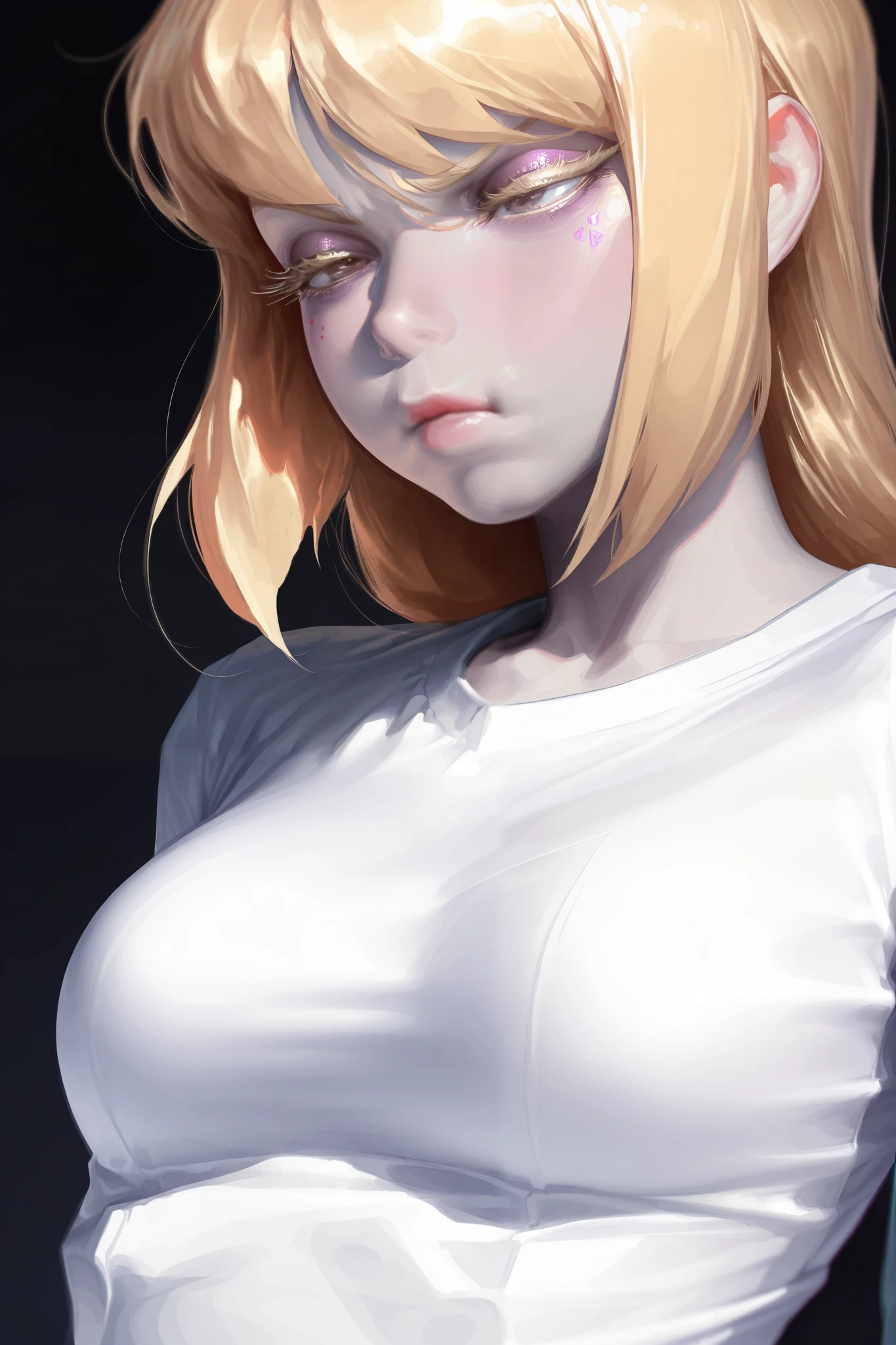 HDR, 8K, high contrast, masterpiece, best quality, amazing quality, very aesthetic, anime artstyle, realistic, hentai art, newest, (artist:incase:0.5), (artist:tsuaii:0.5) , Sungmoo
BREAK
bounce light, hyperdetailed, detailed hair strands, detailed fibers,
masterpiece, semi-realism, masterpiece.hyperdetailed, absurdres,
1girl, pale skin, beauty mark under one eye, pout, large eyelashes, white shirt, medium breasts, portrait, torso shot, long straight blonde hair,