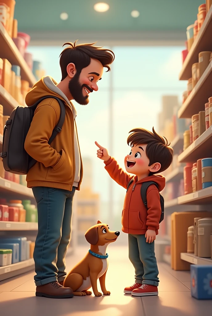 Draw a child asking the seller to fix a Lays potato chip in a store, realistic art