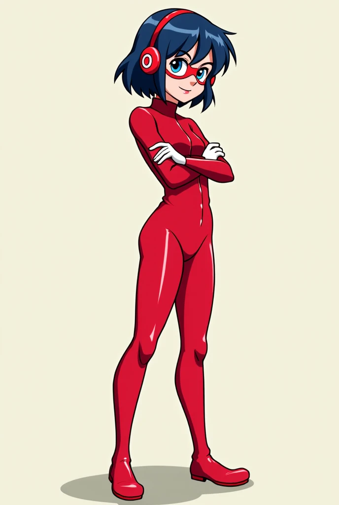 score_9, score_8_up, score_7_up, source_アニメ, Idealized Forms, Natural Light, details background, blurry background, extremely detailed,cartoons girl are standing wearing a futuristic outfit, 1girl,breasts,ass visible through thighs,bodysuit,covered navel,(But),hatsushimo(kancolle),brown eyes,(left(white)right(blue))headband,(black)long hair,(low-tied)hair,(black)hair,small breasts,(petite),closed eyes,open mouth,Electric current runs,Electricity Blame,Electric shock,(ripping cloth)