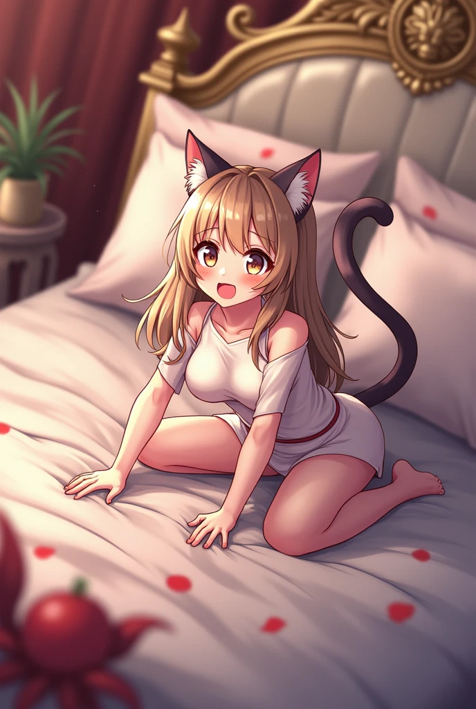
anime cat girl on bed
