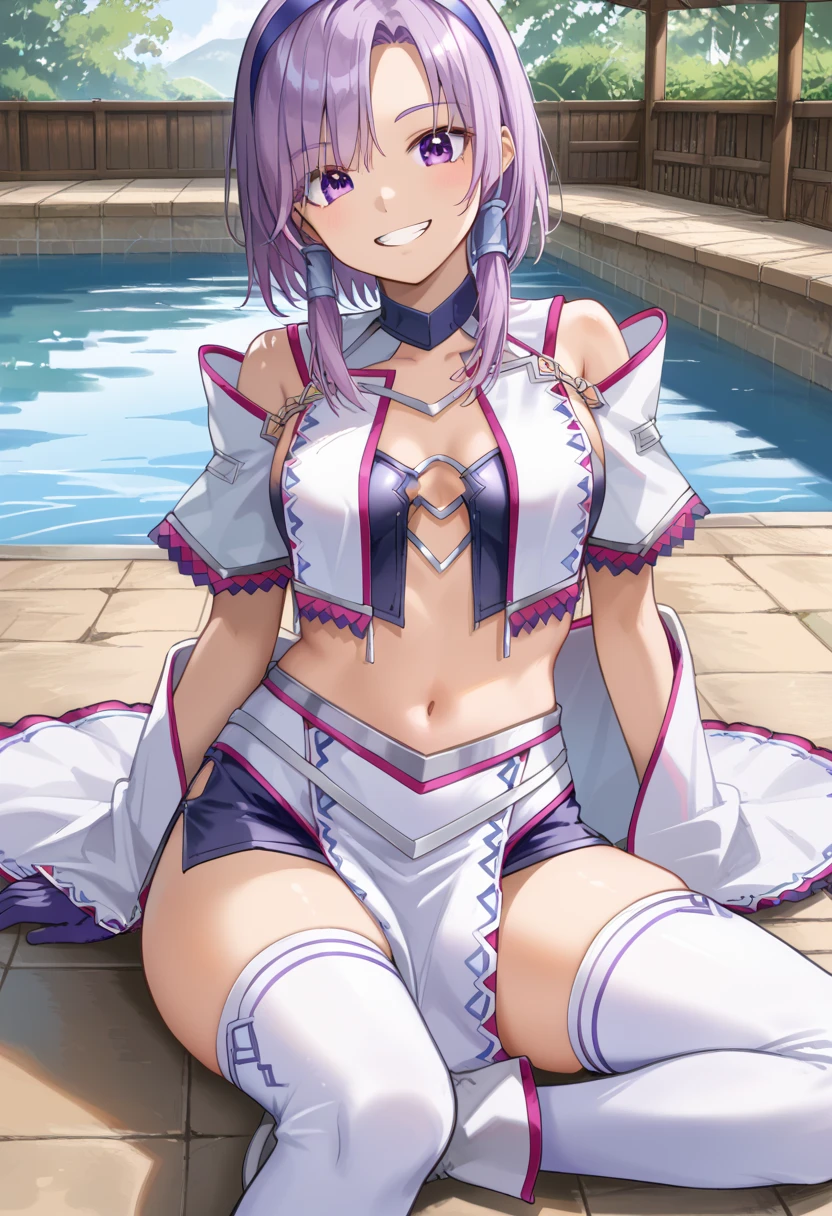 3 girls High level image quality best image quality 8K adult woman pool party rain palm trees more colors whole body view portrait bikini horn ears short hair((shortcut)(gray hair)(perm)(fluffy)) eye color is blue , , attractive evil face , smile , sexy pose , labrynth , barearm , wearing pink robe , standing by the pool , crossed legs , all wet , view foot arc