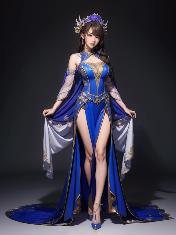 (highly detailed:1.3), simple background, 
1girl, (light smile:1.1), (high ponytail:1.2), (very long hair:1.3), 
[<lora:wrenchs_genshin_style_outfits:0.75>, wrench_genshin_style:<lora:edg_Byzantine:0.85>, edgByz, wearing edgByz fashion, mosaic golden print:0.4], 
Ultra-detail, (highres:1.1), best quality, (masterpiece:1.3), cinematic lighting, (pelvic curtain:1.3), cleavage, large breasts, gown,