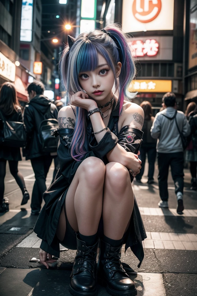 Light purple and pink mesh hair, gradient hair