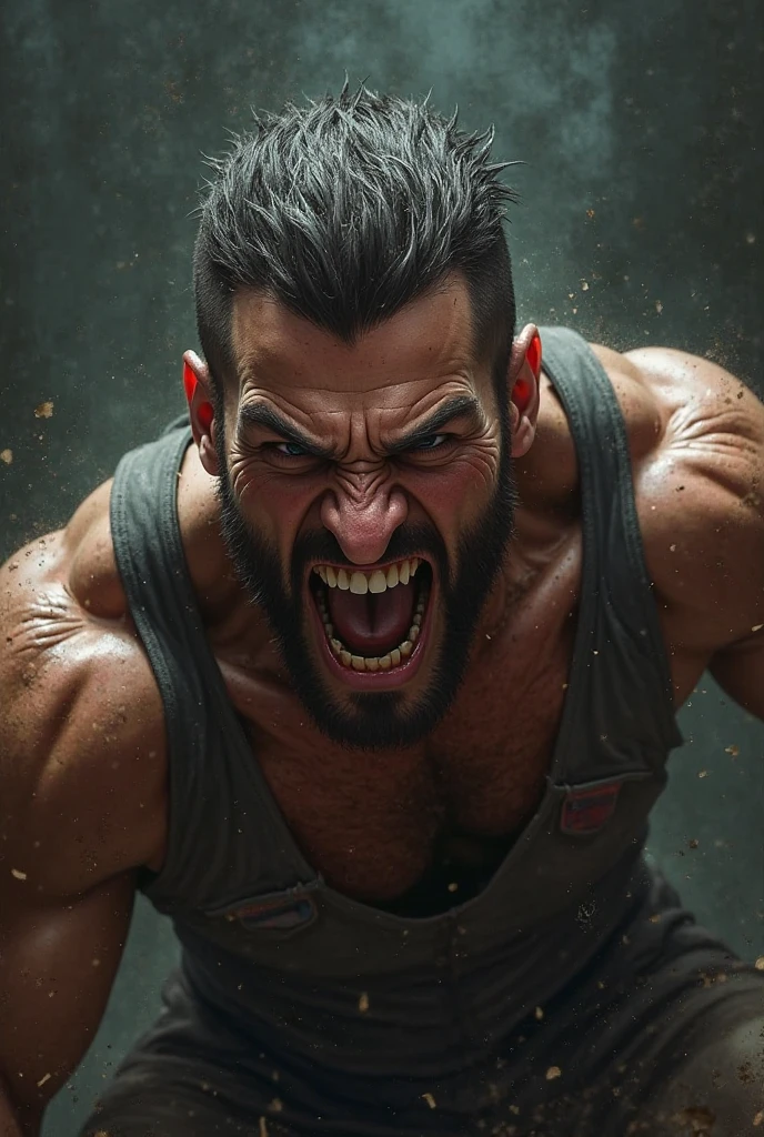rage man screaming detailed special effects